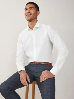 Next - Ajustement régulier - Chemises intelligentes faciles d’entretien à poignets simples Blanc Best