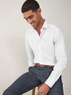 Next - Ajustement régulier - Chemises intelligentes faciles d’entretien à poignets simples Blanc Best