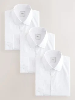 Next Blanc - Ajustement régulier - Lot de 3 chemises élégantes faciles d’entretien à manchette simple Sale