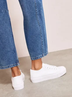 Friends Like These Blanc - Baskets basses décontractées en toile Flatform à lacets Discount