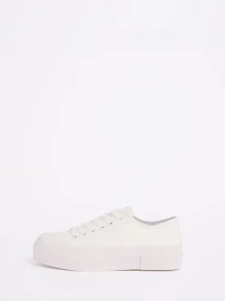 Friends Like These Blanc - Baskets basses décontractées en toile Flatform à lacets Discount