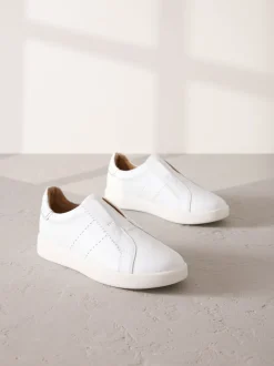 Next Blanc - Baskets Signature sans lacets en cuir haut de gamme