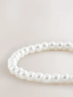 Next Blanc - Bracelet en peluche extensible effet perle Sale