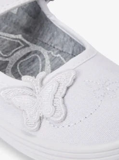 Next Blanc - Butterfly Embroidered School Plimsoll Chaussures Best