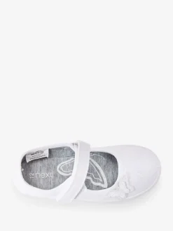 Next Blanc - Butterfly Embroidered School Plimsoll Chaussures Best