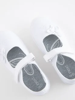 Next Blanc - Butterfly Embroidered School Plimsoll Chaussures Best