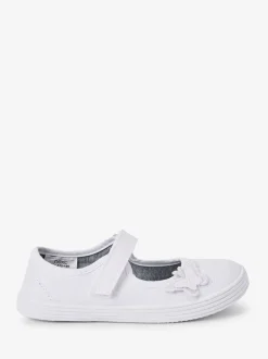 Next Blanc - Butterfly Embroidered School Plimsoll Chaussures Best
