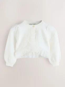 Baker by Ted Baker Blanc - Cardigan ourlet à volants en maille