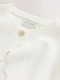 Baker by Ted Baker Blanc - Cardigan à manches nœuds et bords festonnés Clearance