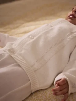 Next Blanc - Cardigan bébé en maille torsadée Discount