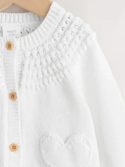 Next Blanc - Cardigan boutonné avec poche cœur bébé (0mois-2ans) New