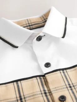 Next Blanc À carreaux épissée - Chemise à manches courtes (3-16ans)