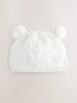 Next Blanc - Chapeau en maille à double pompon pour bébé (0mois-2ans) Best