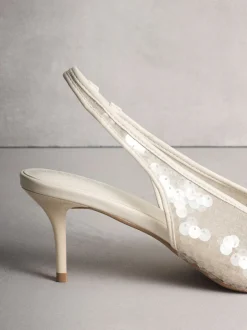 Next Blanc - Chaussures à talons Forever Comfort® à bout rond et à sequins Outlet