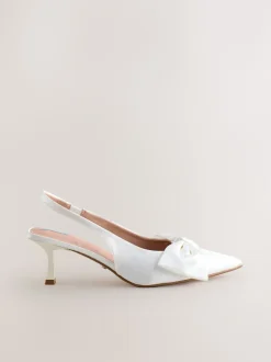 Next Blanc - Chaussures à talons Mariage Forever Comfort® en Satin à Nœud et bout pointu Hot