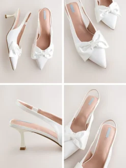 Next Blanc - Chaussures à talons Mariage Forever Comfort® en Satin à Nœud et bout pointu Hot
