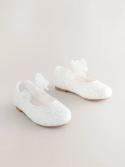 Next Blanc - Chaussures grande occasion à bretelles papillon pailletées Clearance