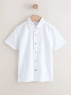Next Blanc - Chemise Blend en lin à manches courtes (3-16ans) Sale
