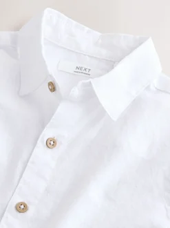 Next Blanc - Chemise Blend en lin à manches courtes (3-16ans) Sale
