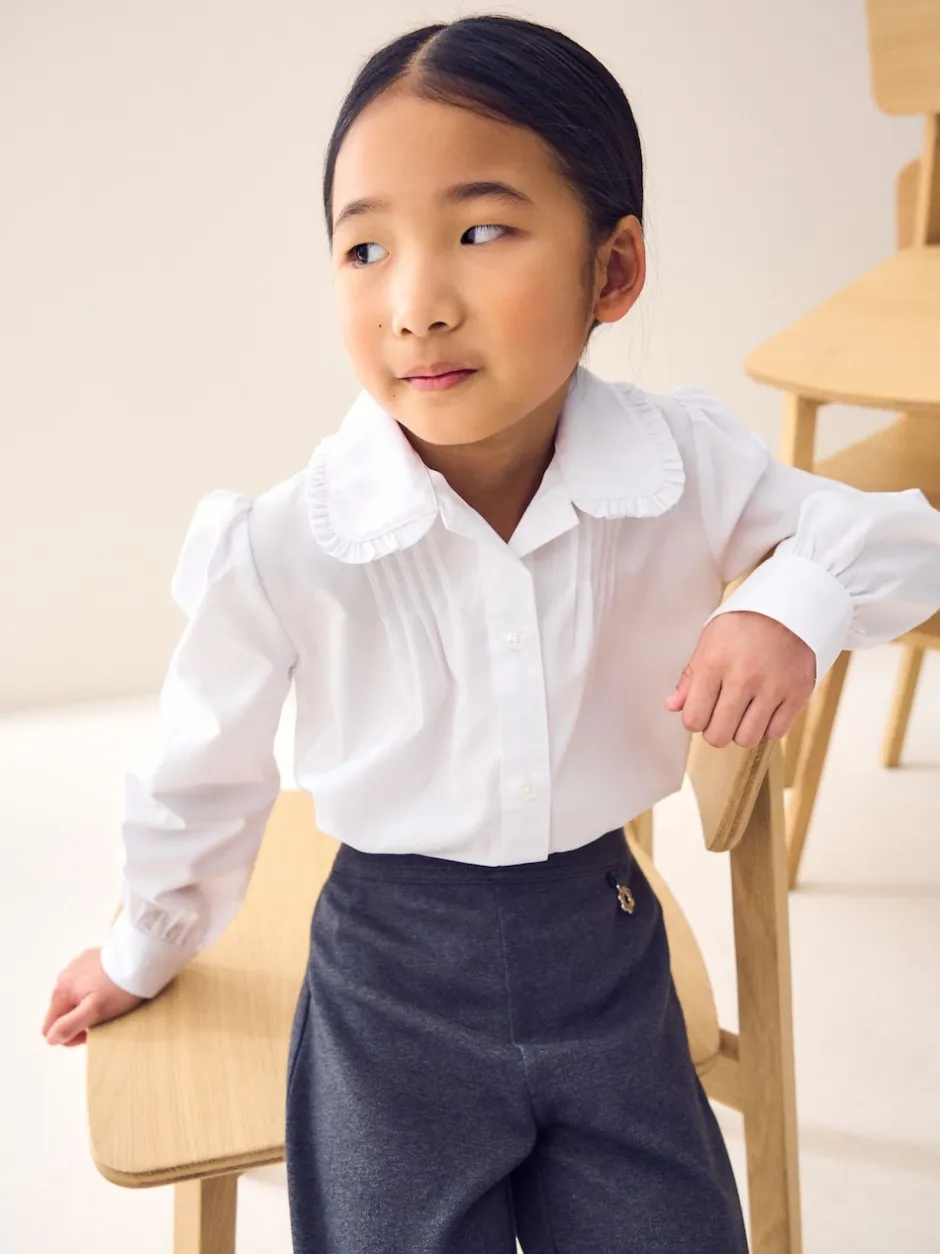 Next Blanc - Chemise d'écolier à col Volants à manches longues (3-14ans)