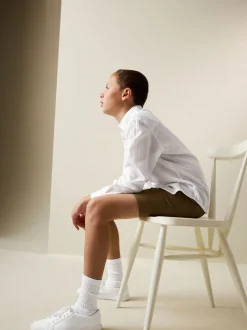 Next Blanc - Chemise décontractée en lin Blend manches longues (3-16ans) Best