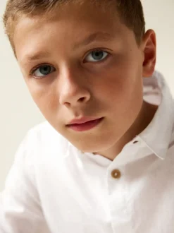 Next Blanc - Chemise décontractée en lin Blend manches longues (3-16ans) Best