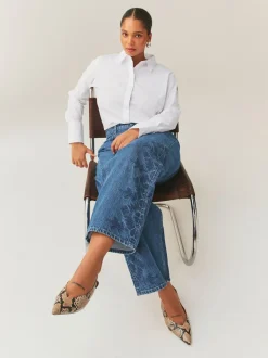 Next Blanc - Chemise Fuller Bust ajustée extensible Essential à manches longues Best