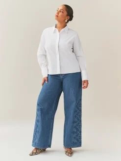 Next Blanc - Chemise Fuller Bust ajustée extensible Essential à manches longues Best