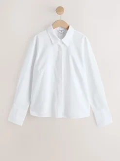 Next Blanc - Chemise Fuller Bust ajustée extensible Essential à manches longues Best