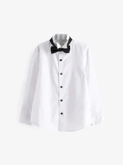 Next Blanc - Chemise élégante à manches longues avec nœud papillon (3-16ans) New