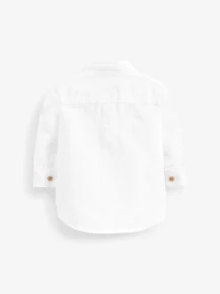 Next Blanc - Chemise Lin Mix à col grand-père (3mths-7yrs) Clearance
