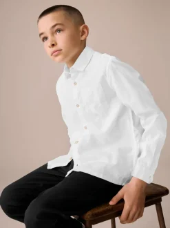 Next Blanc - Chemise manches longues 100% lin (3-16ans) Online