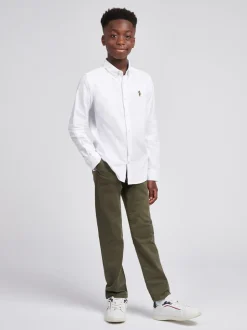 U.S. Polo Assn Blanc - Chemise Oxford Garçons Best