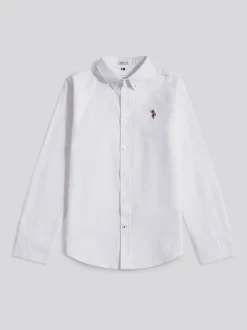 U.S. Polo Assn Blanc - Chemise Oxford Garçons Best