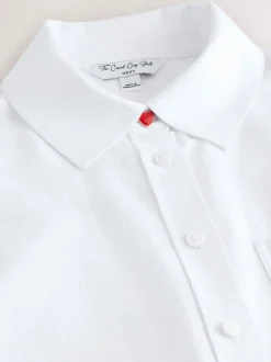 Next Blanc - Chemise raccourcie décontractée à manches longues avec broderie de poche Online