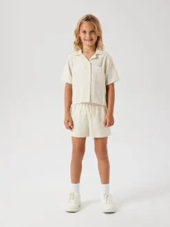 Name It Blanc - Chemises à cordon de serrage aspect lin 100% coton Online