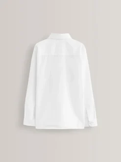 Next Blanc - Chemises d'école à manches longues à fixation facile 2 Pack (3-16ans) Outlet