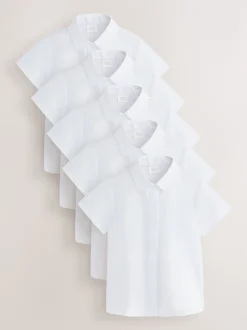 Next Blanc - Chemises d’école ajustées à manches courtes Lot de 5 (4-18ans) Sale