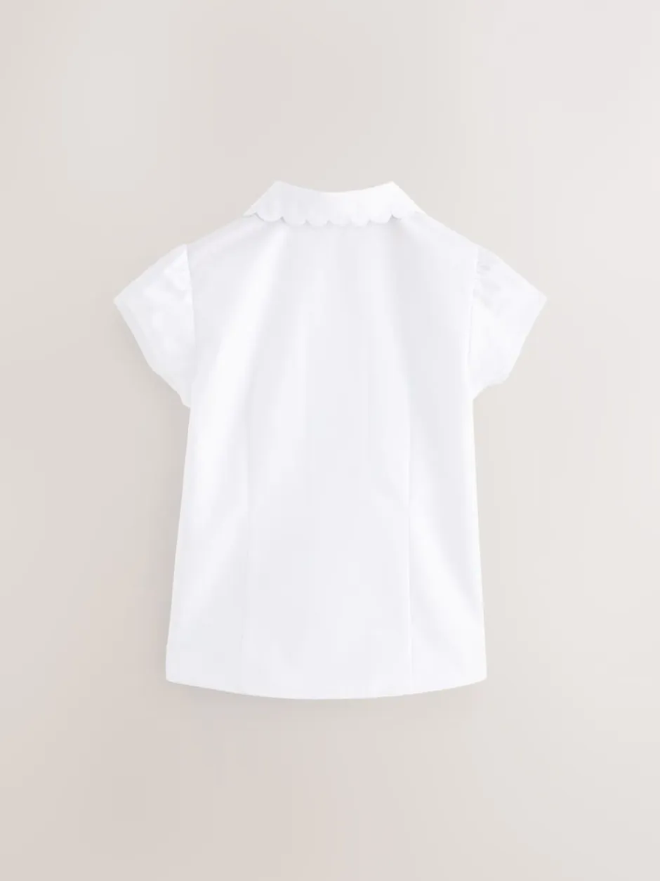 Next Blanc - Chemises d'école en coton riche à col festonné (3-14yrs) Clearance
