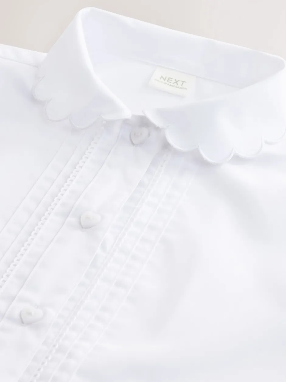 Next Blanc - Chemises d'école en coton riche à col festonné (3-14yrs) Clearance