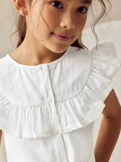 Next Blanc - Chemisier 100% coton avec col boutonné (316ans) Hot