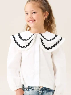 Angel & Rocket Blanc - Chemisier Leonie à pois double col Sale