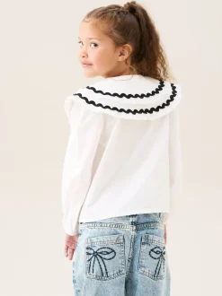 Angel & Rocket Blanc - Chemisier Leonie à pois double col Sale