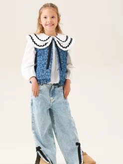 Angel & Rocket Blanc - Chemisier Leonie à pois double col Sale