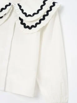 Angel & Rocket Blanc - Chemisier Leonie à pois double col Sale