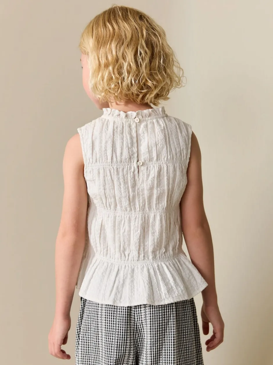 Next Blanc - Chemisier sans manches froncées (3-16ans) Clearance