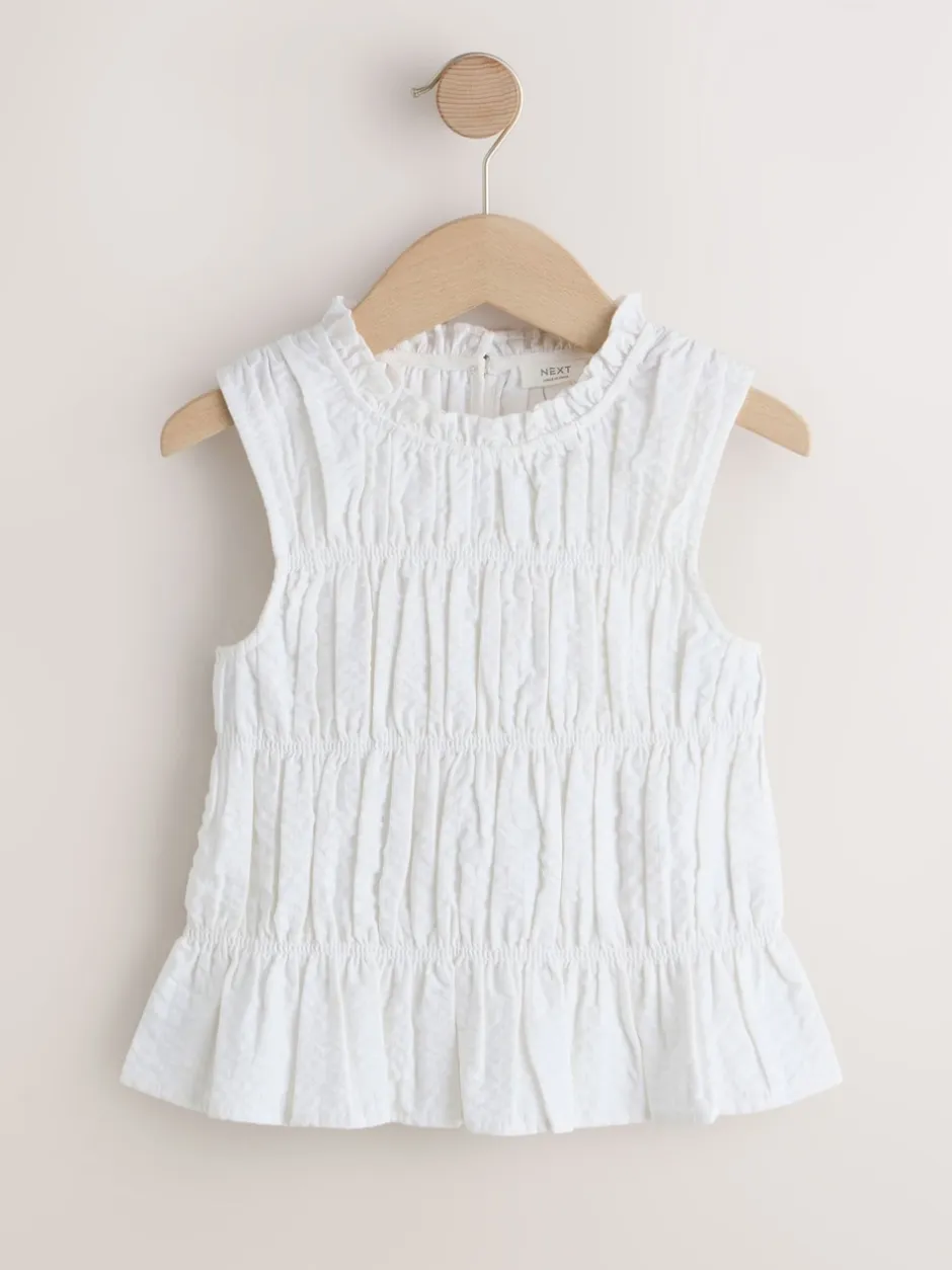 Next Blanc - Chemisier sans manches froncées (3-16ans) Clearance