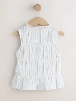 Next Blanc - Chemisier sans manches froncées (3-16ans) Clearance