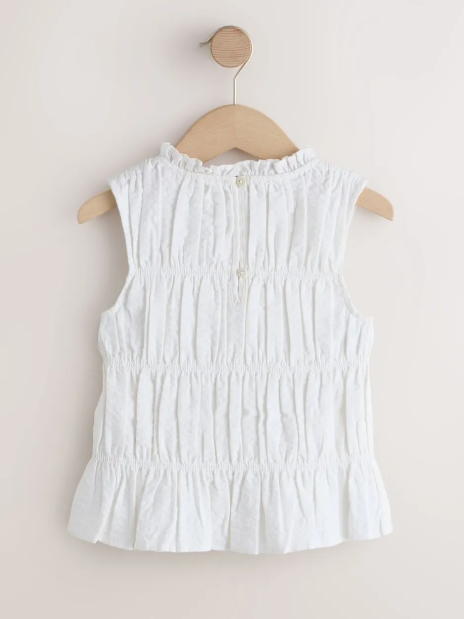 Next Blanc - Chemisier sans manches froncées (3-16ans) Clearance