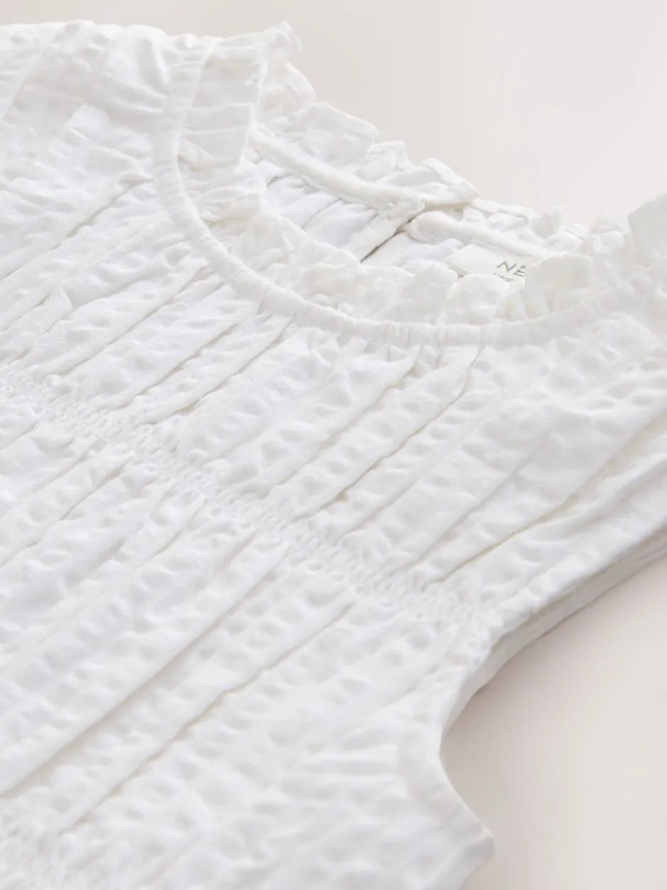 Next Blanc - Chemisier sans manches froncées (3-16ans) Clearance